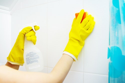 Professional cleaner maintaining shared areas in Watford