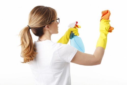 Cleaner preparing a rented property for final inspection in Watford