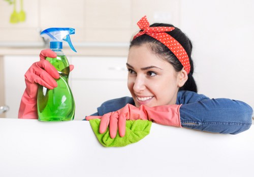 Local cleaning service preparing a refurbished property in Watford for use
